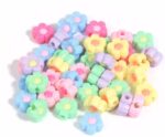 30pcs Acrylic Bloom Tilted Flower Bead For Crafting Keychain, Bags And Bracelet