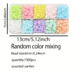 Boho Chic 1300pcs Polymer Clay Bead Kit - 6mm Multicolor, DIY Jewelry Making Clay Bead Kit Set for Bracelets & Accessories