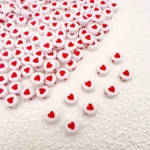 Red Hearts On White Beads