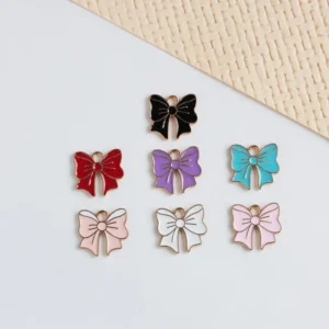 Bow Pendant Accessories, Colored Enamel, Jewelry Making, DIY Handicrafts, Key Chains, Bracelets And Accessories, Simple Women'S Style, Valentine'S Day Gifts, Couples, Bag Accessories, Without Battery