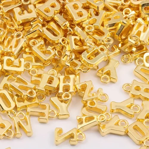 Golden Alloy Alphabet Letters Pack For Crafting  | Necklace , Locket , Keychain And Other Accessories