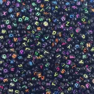 Multi on Black Alphabet Bead Pack   35 gram - half kg | for crafting | bracelet