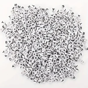 White On Square Alphabet Beads 100-2000pcs