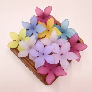 Acrylic Sakura Flower Beads Set of 20 - Matte Finish 25mm Floral Beads for DIY Jewelry Making, Earrings, Hair Accessories, and