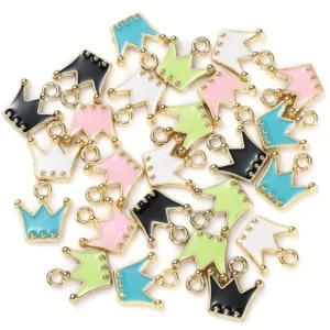 12mm Alloy Crown Charms, Colorful Fashion Pendant for DIY Jewelry Making, Zinc Alloy, No Enamel, for Necklaces, Bracelets, Earrings Crafting Accessories
