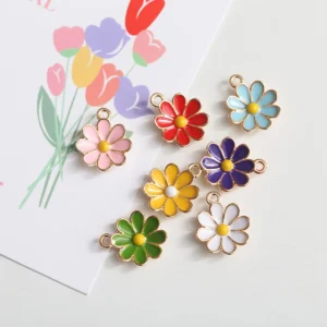 Tilted flower charm mixed colors