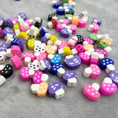20pcs of mixed polymer clay spacer beads, suitable for Women's bracelets, necklaces, hair clip accessories DIY (mushroom shaped)