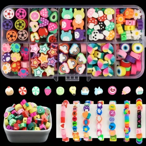 10Gird   Large Particle Clay Bead Kit for DIY Jewelry Making, Including Beads for Bracelets, Necklaces, Earrings - Craft Supplies for Creative Design, Jewelry Making Supplies
