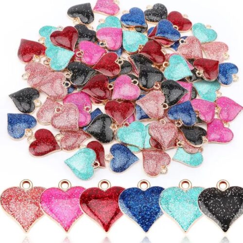 RESIN GLITER HEART CHARMS ALLOY FOR DIY | CHARMS