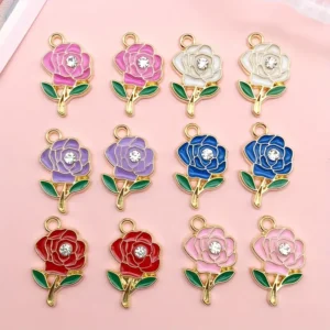 CENTERED STONED BEAUTIFUL FLOWER CHARMS WITH STEAM | CHARMS