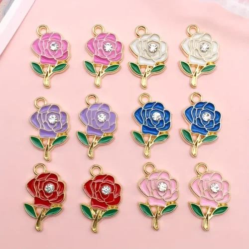 CENTERED STONED BEAUTIFUL FLOWER CHARMS WITH STEAM | CHARMS