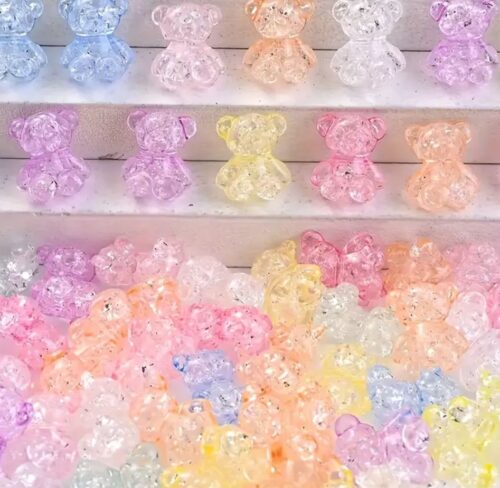 50PCS  CRACK BEAR ACRYLIC BEADS