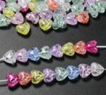 100PCS CRACK HEART COLORFUL ACRYLIC BEADS
