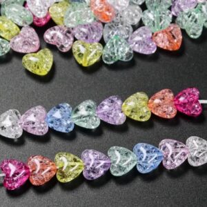 100PCS CRACK HEART COLORFUL ACRYLIC BEADS