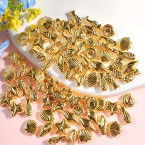 100PCS SEA CREATURE GOLDEN ACRYLIC BEADS