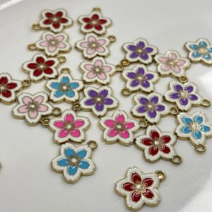 DOUBLE TONE SAKURA FLOWER PENDANT / CHARM FOR DIY PROJECTS CRAFTING BRACELETS , HANDBAGS , KEYCHAINS AND MORE