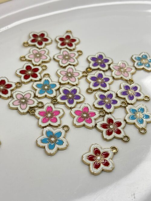 DOUBLE TONE SAKURA FLOWER PENDANT / CHARM FOR DIY PROJECTS CRAFTING BRACELETS , HANDBAGS , KEYCHAINS AND MORE