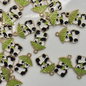 SHINOBI PANDA DINKING TEA Alloy enamel panda Pendant Jewelry Making DIY Keychain Earrings Pendant Various Design Charms for Jewelry Making Bracelets Necklace, Charm Bracelet Supplies, Decorative Jewelry Pieces, Animal Charm Pendants, Highquality Charms, Craft