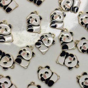 FUNNY FACE MAKING PANDA Alloy enamel panda Pendant Jewelry Making DIY Keychain Earrings Pendant Various Design Charms for Jewelry Making Bracelets Necklace, Charm Bracelet Supplies, Decorative Jewelry Pieces, Animal Charm Pendants, Highquality Charms, Craft