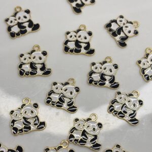 MOM AND BABY PANDA DUO  Alloy enamel panda Pendant Jewelry Making DIY Keychain Earrings Pendant Various Design Charms for Jewelry Making Bracelets Necklace, Charm Bracelet Supplies, Decorative Jewelry Pieces, Animal Charm Pendants, Highquality Charms, Craft