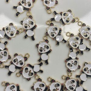 WAVING BABY PANDA Alloy enamel panda Pendant Jewelry Making DIY Keychain Earrings Pendant Various Design Charms for Jewelry Making Bracelets Necklace, Charm Bracelet Supplies, Decorative Jewelry Pieces, Animal Charm Pendants, Highquality Charms, Craft