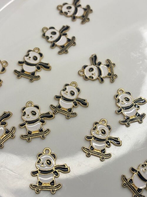 SKIING SCARF PANDA  Cute Handmade Panda Bear Crafting with Adorable Panda Parts for Making, Keychains, Accessories (DIY Supplies, Charms)