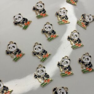 SKIING COLOR PANDA CHARM Cute Handmade Panda Bear Crafting with Adorable Panda Parts for Making, Keychains, Accessories (DIY Supplies, Charms)