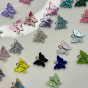 BUTTERFLY CHARMS MULTI COLORS GLITTER / CRYSTAL / UNICORN / SIMPLE BUTTERFLY CHARMS PENDANT FOR BRACELET MAKING NECLACE AND KEYCHAIN BEST FOR DIY CRAFTING