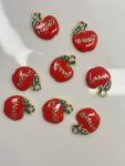 HAPPY APPLE CHARM FOR BRACELET , KEYCHAIN , BAG MAKING AND FOR PROJETC CRAFTING
