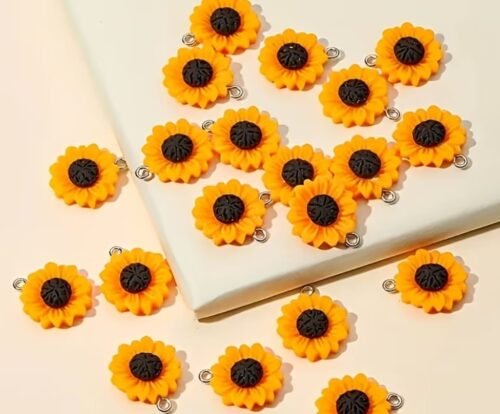 Sunflower  Resin Charm ( 6pcs )